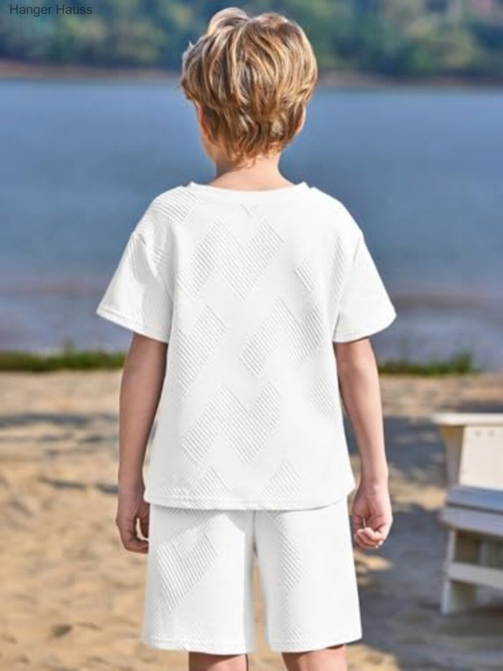 Boys 2 Piece Summer Outfits Short Sleeve Tshirts Elastic Waist Shorts Casual - Picture 5 of 7